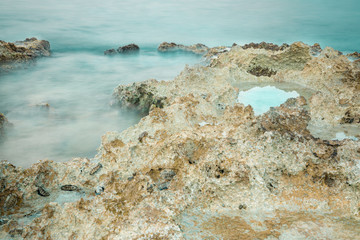 Tide pools and rocks, long exposure