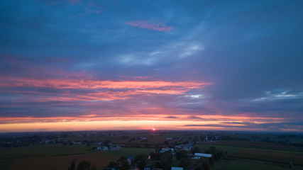 Sunset with Red and Blues on a Summer Night