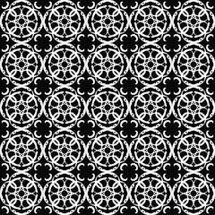 Seamless oriental pattern with Arabic ornaments.  White lines on a black background.
