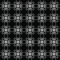 Seamless oriental pattern with Arabic ornaments.  White lines on a black background.