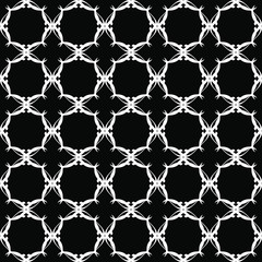 Seamless oriental pattern with Arabic ornaments.  White lines on a black background.