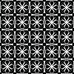 Seamless oriental pattern with Arabic ornaments.  White lines on a black background.