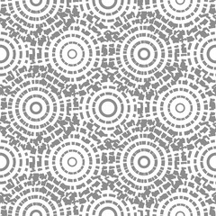 Dashed circles gray abstract background seamless pattern.