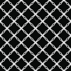 Seamless oriental pattern with Arabic ornaments.  White lines on a black background.