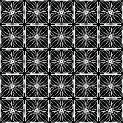 Seamless oriental pattern with Arabic ornaments.  White lines on a black background.