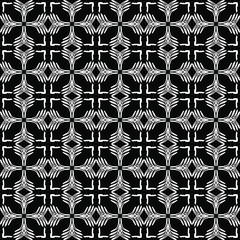 Seamless oriental pattern with Arabic ornaments.  White lines on a black background.