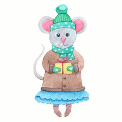 Mouse girl with gift