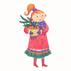 Beautiful woman with fir