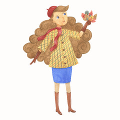 Beautiful woman with leaves