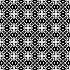 Seamless oriental pattern with Arabic ornaments.  White lines on a black background.