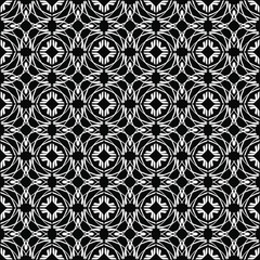 Seamless oriental pattern with Arabic ornaments.  White lines on a black background.