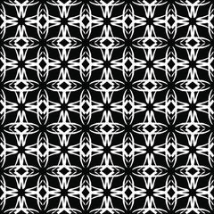 Seamless oriental pattern with Arabic ornaments.  White lines on a black background.