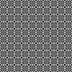 Fototapeta premium Seamless oriental pattern with Arabic ornaments. White lines on a black background.