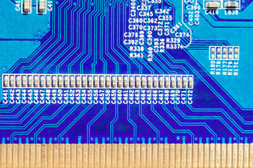 A fragment of a microelectronic circuit Board