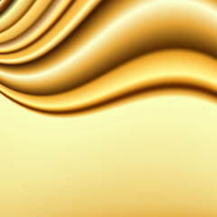 Silky golden fabric waves