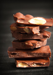 pieces of milk chocolate with almonds