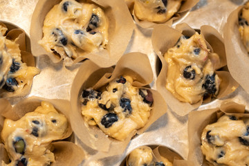 Making blueberry muffins from scratch