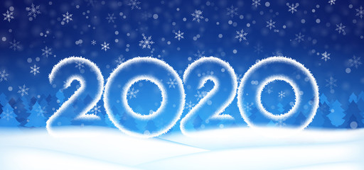 2020 number text banner winter sky backdrop vector