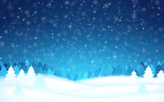 winter christmas snow blue tree background vector