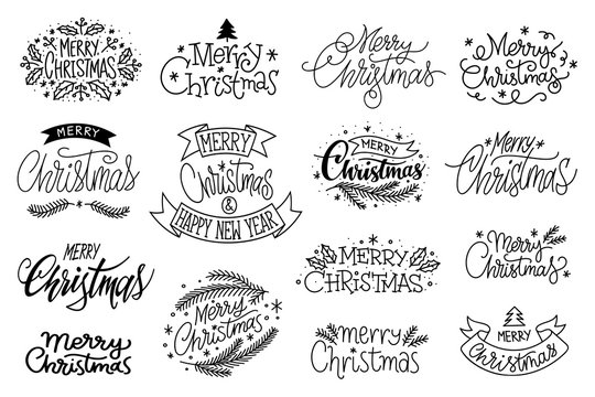 Merry christmas hand drawn lettering banner vector