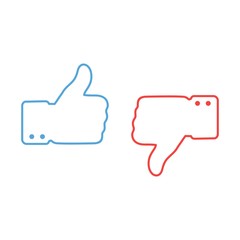 Obraz premium Thumbs up and thumbs down icons