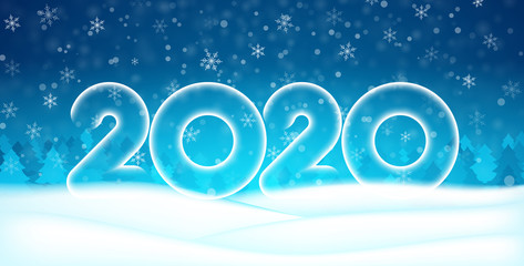 2020 number text banner winter sky backdrop vector