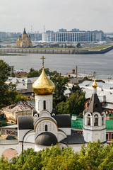 Nizhny Novgorod, Russia. Panoramic view of Nizhny Novgorod. The confluence of the Oka and Volga...