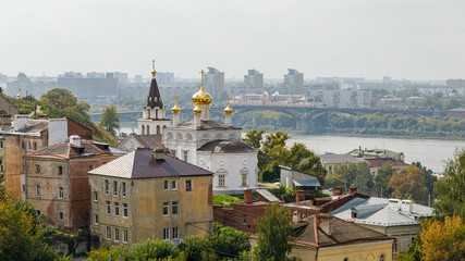 Nizhny Novgorod, Russia. Panoramic view of Nizhny Novgorod. The confluence of the Oka and Volga...