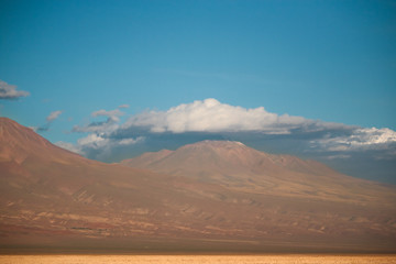 View of Atacama Desert with Mountains and Clouds