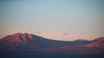 Beautiful Landscape Atacama Desert With Mountains and Sunset