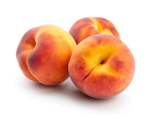 Fototapeta na wymiar Three ripe peach isolated on white background