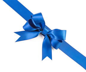 Blue bow isolated on white background