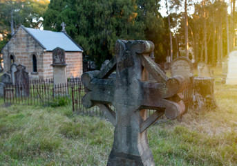Ancient Weathered Grave Yard Head Stones
