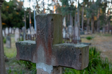 Ancient Weathered Grave Yard Head Stones