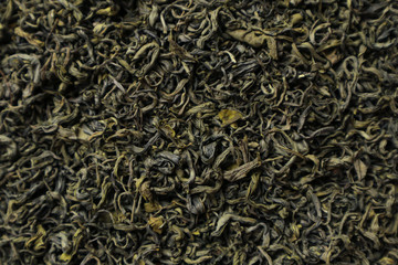Green tea as background, close up