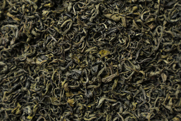 Green tea as background, close up