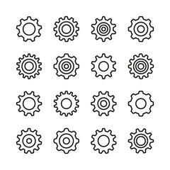 Gears line icons set. Cogs, cogwheels. Modern graphic design concepts, simple outline elements collection. Vector icons