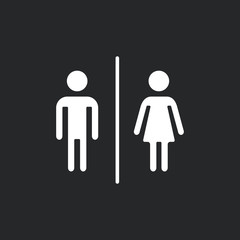 Restroom sign, toilet signage. Man and woman silhouettes. Water closet, WC pictogram, bathroom concept. Vector icon