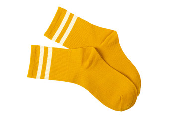 Pair of trendy female socks isolated on white background