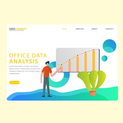  Set of Data Analysis Landing pages template for business, finance, data analysis and marketing. Modern flat design concept. Web page design for website and mobile website. Flat vector illustration.