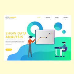  Set of Data Analysis Landing pages template for business, finance, data analysis and marketing. Modern flat design concept. Web page design for website and mobile website. Flat vector illustration.