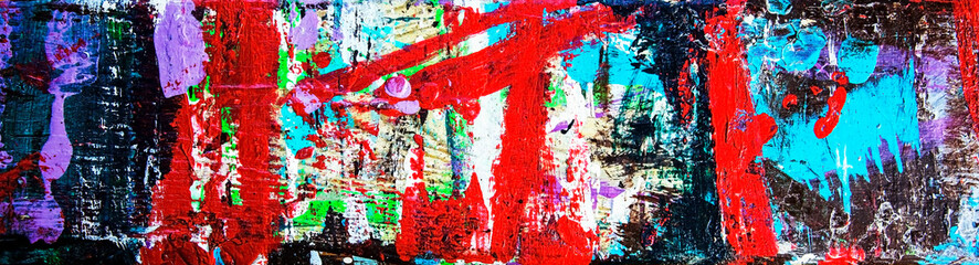 Abstract art & multicolor paint; as a fun & inspirational background texture, with grunge patterns...