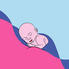 the baby sleeps under a cozy blanket in a pleasant bed
