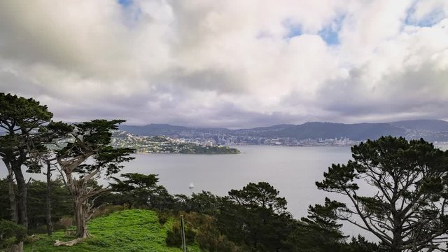 Timelapse of WIndy Wellington Harbour from Miramar Peninsula