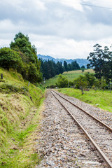 View of the railroad tracks in rural area of the Department of Boyaca in Colombia