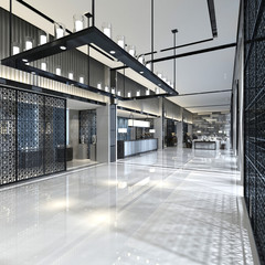 3d render hotel interior lobby
