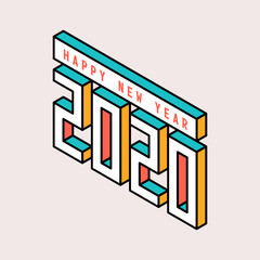 2020 New year isometric art. Minimal 2020 vector Holiday decoration elements for design,postcard,greeting cards, invitations,flyer,sticker, stripe.
