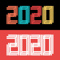 Happy New Year 2020 Celebration greeting card illustration for New Year eve - Vector Eps