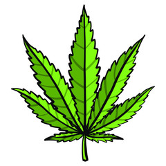 green vector cannabis leaf. marijuana, weed, drugs.