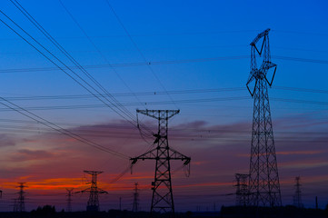 Fototapeta premium The power supply facilities of contour in the evening